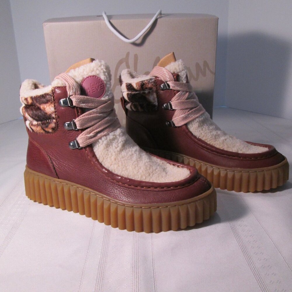 Sam Edelman Reve Fay Platform Boot Brown Patchwork 7.5M NIB